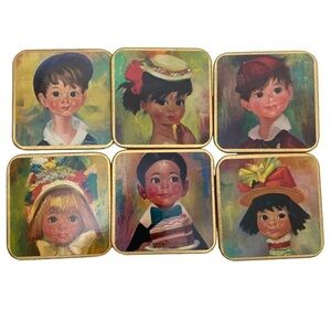 Vintage Coasters Set of 6 MCM Mid Century England Win El Barware
